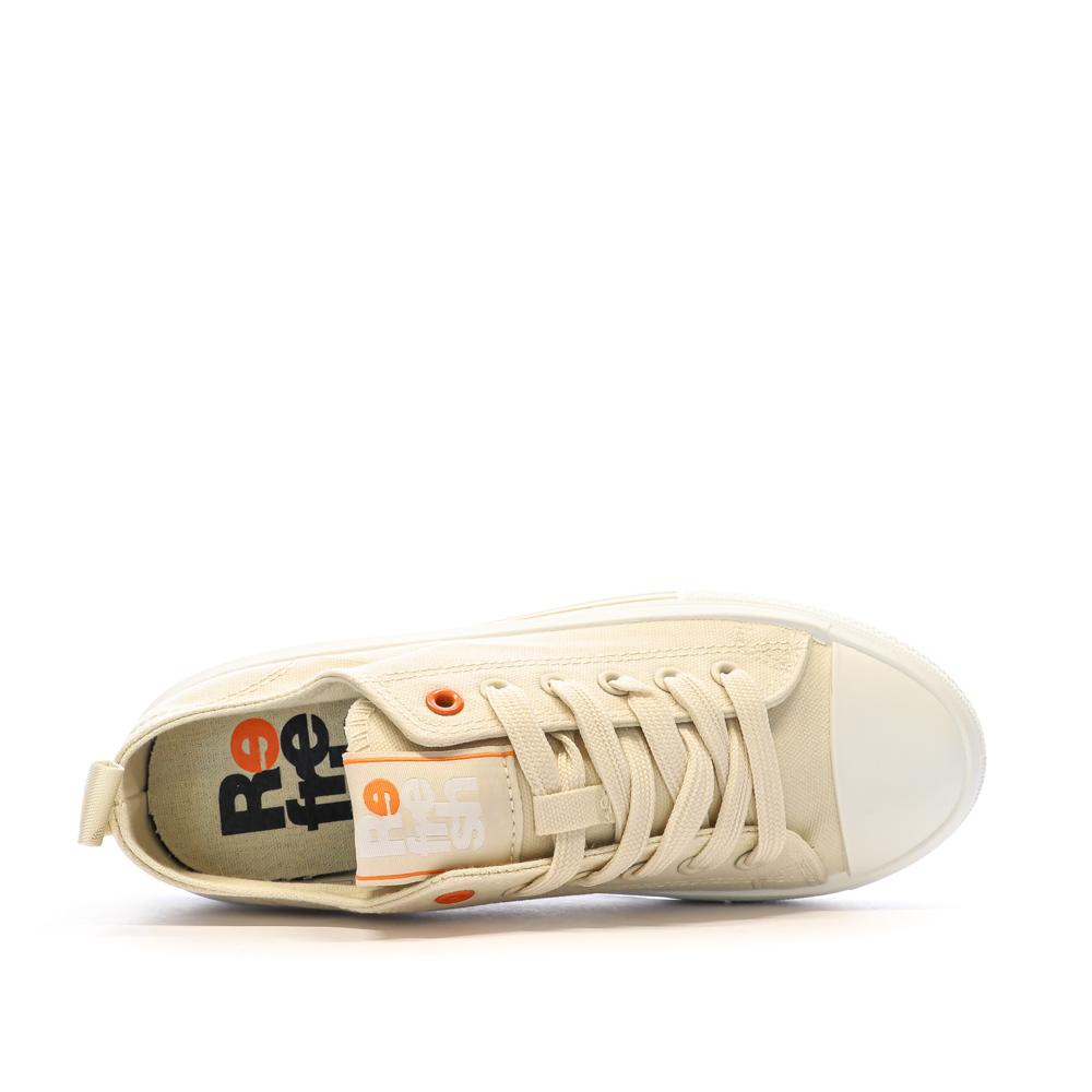 Baskets Basses Beige Femme Refresh Lona vue 4