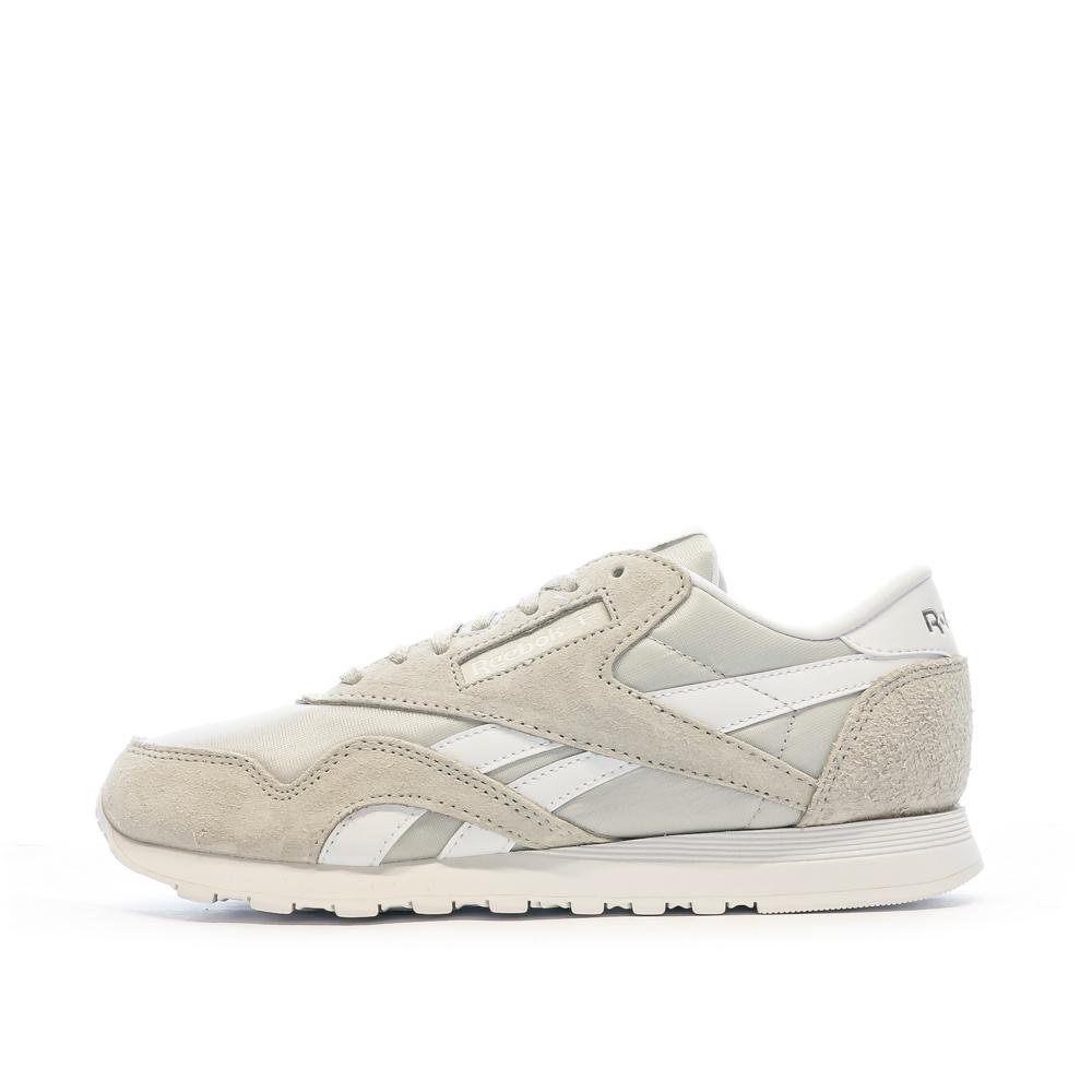 Baskets Blanches/Grises Femme Reebok Cl Nylon 100033441 pas cher