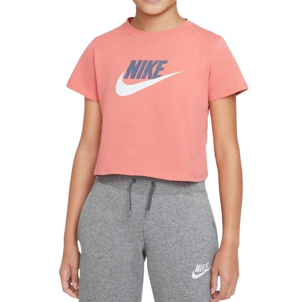 T-shirt Rose Fille Nike Crop Futura pas cher