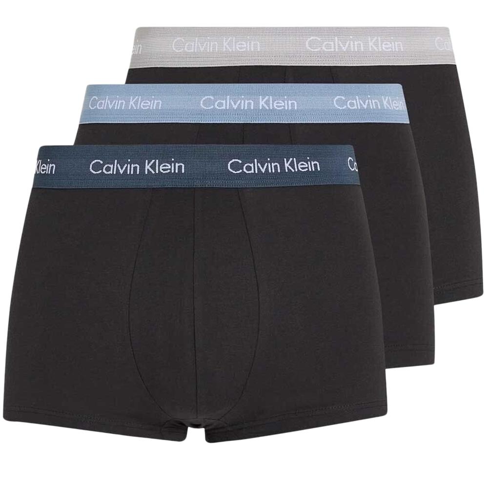 X3 Boxers Noir/Bleu Homme Calvin Klein Jeans Low Rise Trunk 3 pas cher