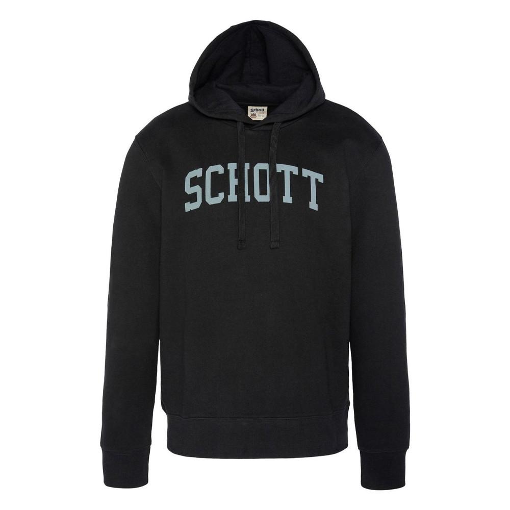 Sweat à capuche Noir Homme Schott Logo pas cher