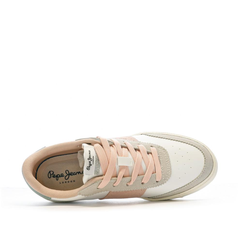 Baskets Blanc/Rose Femme Pepe Jeans London Kenton vue 4