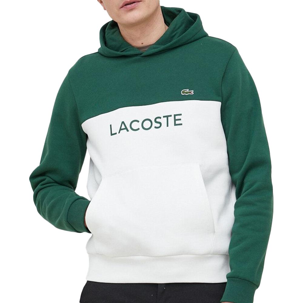 Sweat à Capuche Vert/Blanc Homme Lacoste SH8366 pas cher