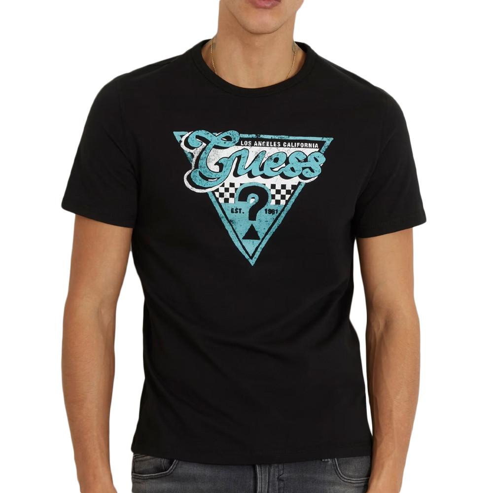 T-shirt Noir Homme Guess Triangle pas cher