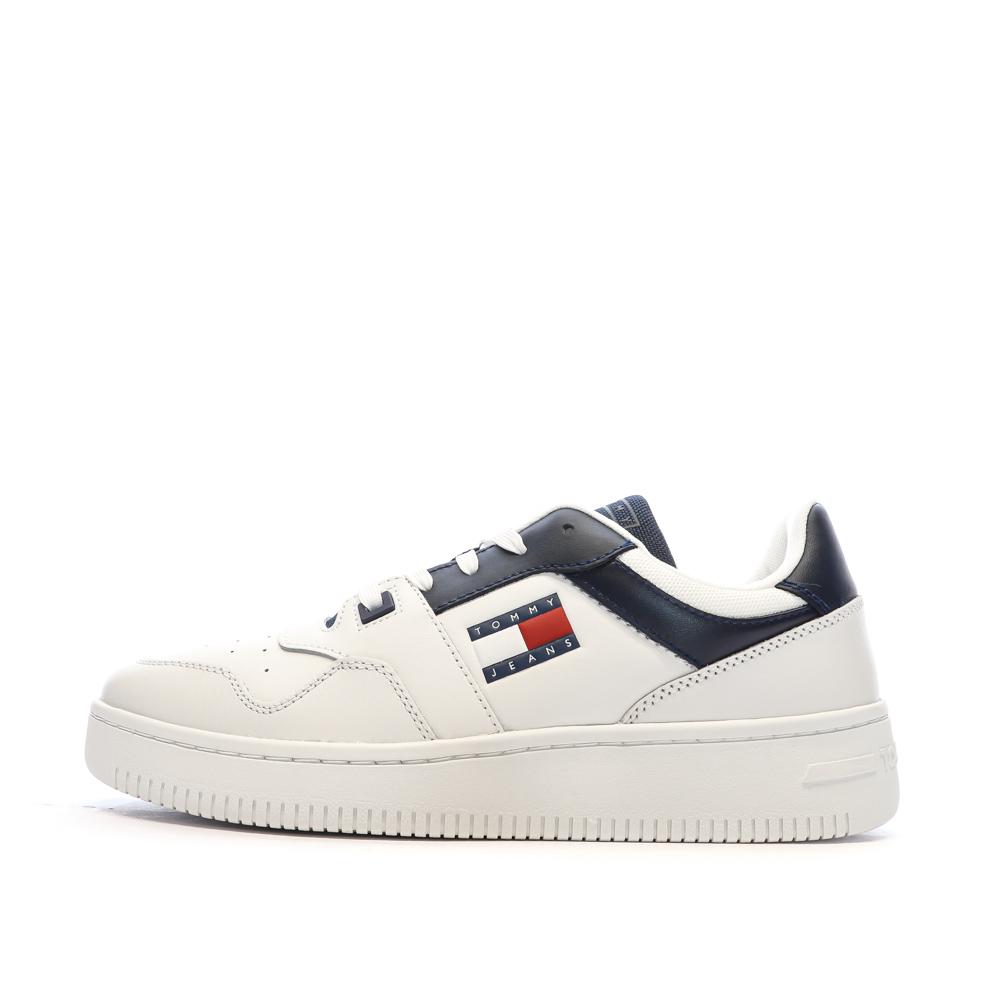 Baskets Blanches/Marine Homme Tommy Hilfiger Retro pas cher