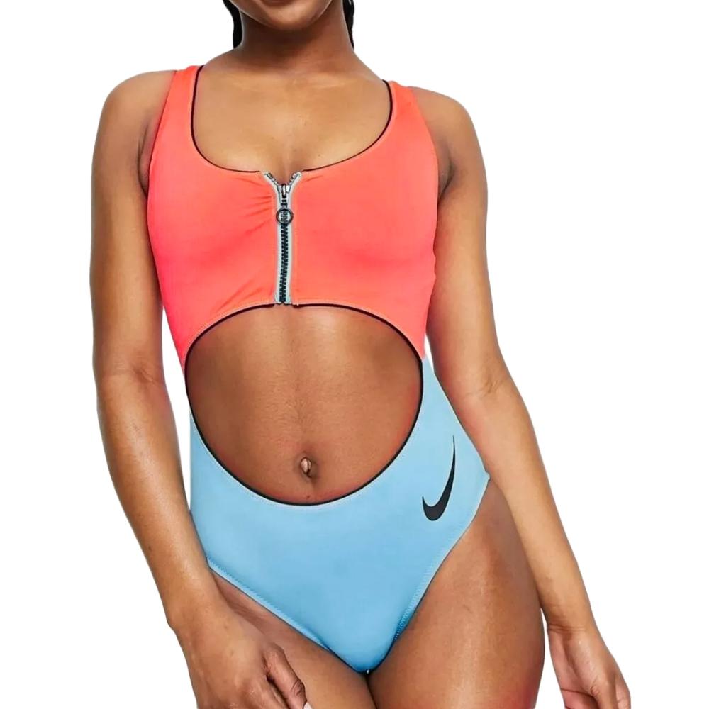 Maillot de bain 1 pièce Rose/Bleu Femme Nike Cutout pas cher