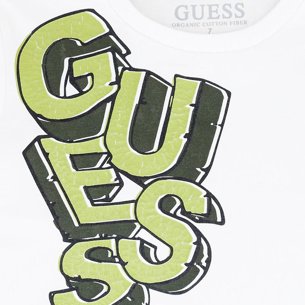 T-shirt Blanc Garçon Guess Groovy vue 3