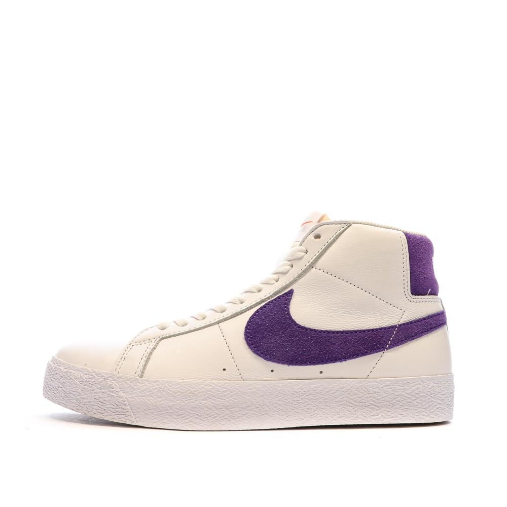 Baskets Blanc/Violette Homme Nike Sb Zoom Blazer Mid pas cher