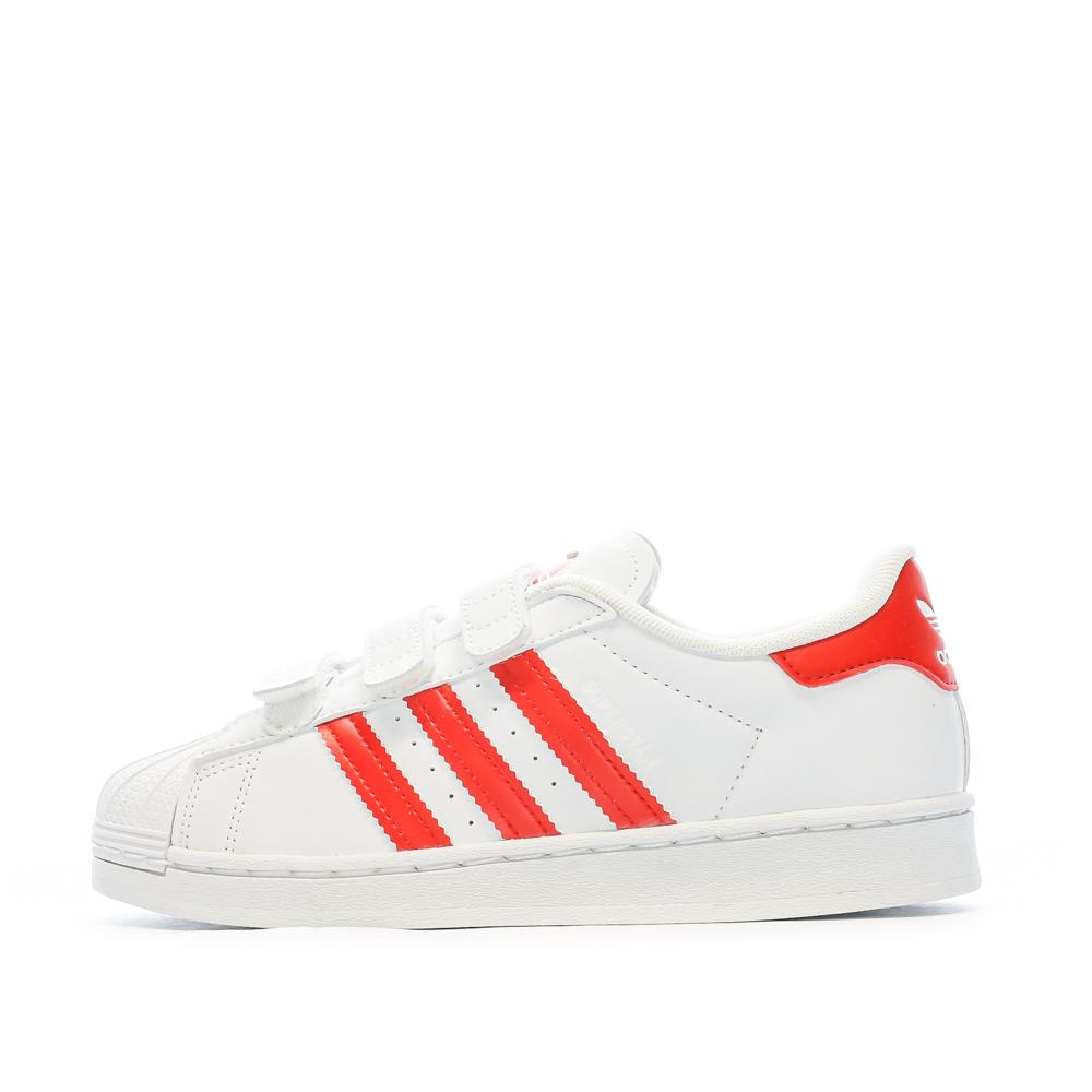 Baskets Blanches Rouge Fille Adidas Superstar C FZ0643 Espace des marques