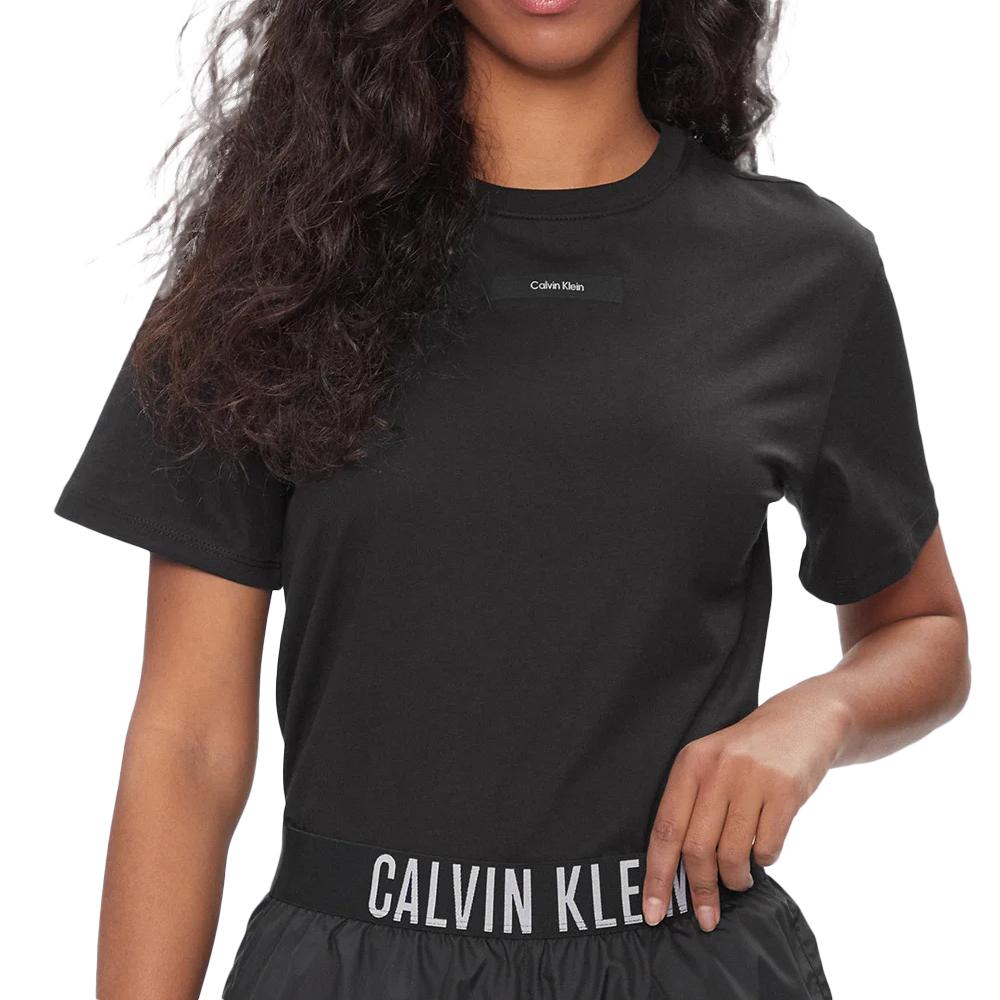 T-shirt Noir Femme Calvin Klein Micro Logo pas cher