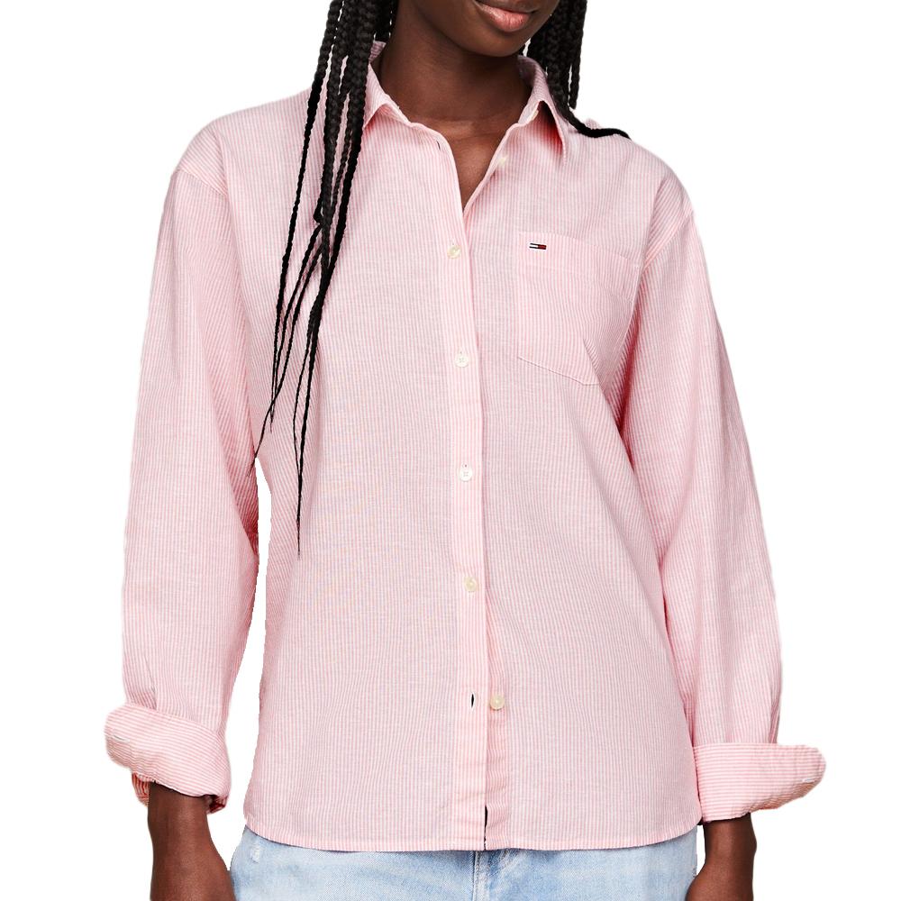 Chemise Rose Femme Tommy Hilfiger Boxy Stripe Line pas cher