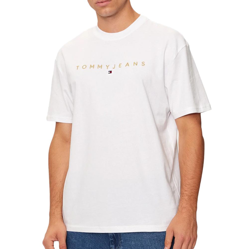 T-shirt Blanc Homme Tommy Hilfiger Gold Linear pas cher