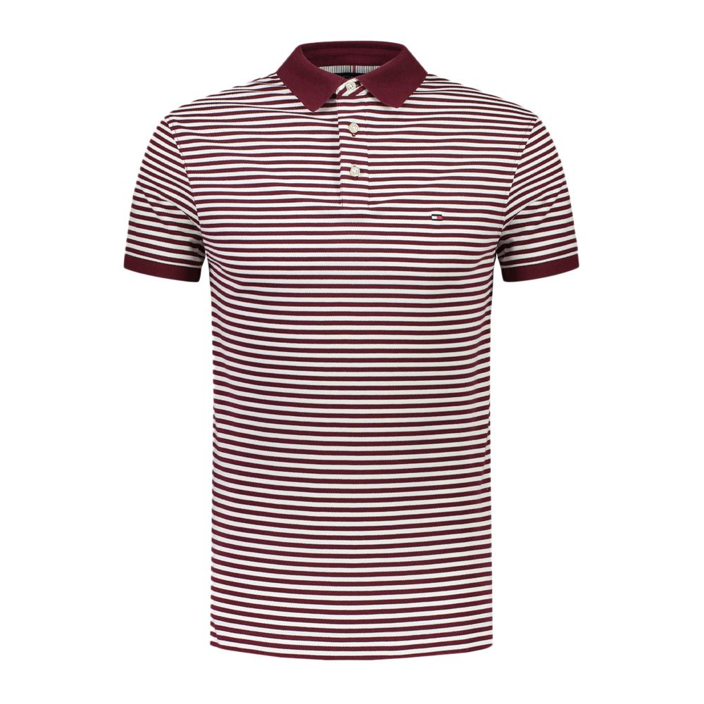 Polo Blanc/Bordeaux Homme Tommy Hilfiger 1985 pas cher