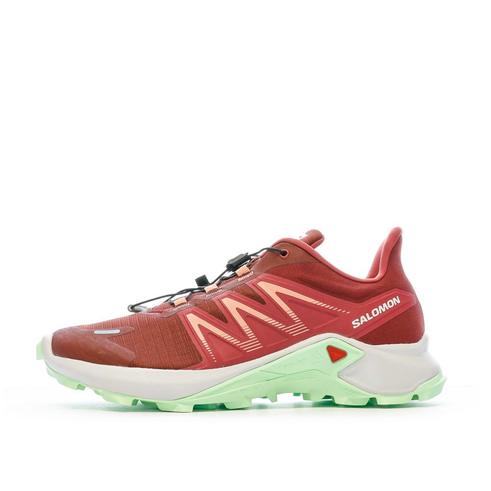 Chaussures de trail Rouge Vert Femme Salomon Sagacross