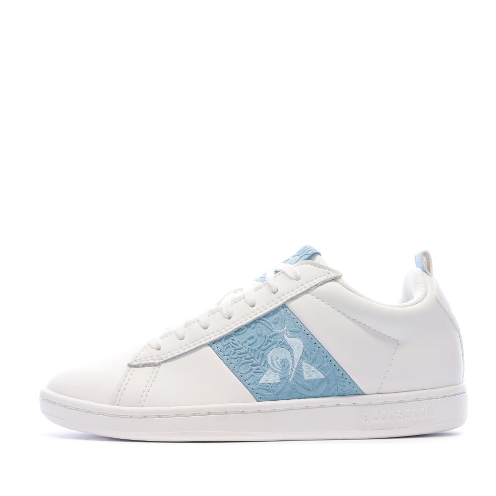 Baskets Blanc/Bleu Femme Le Coq Sportif Court Classic pas cher