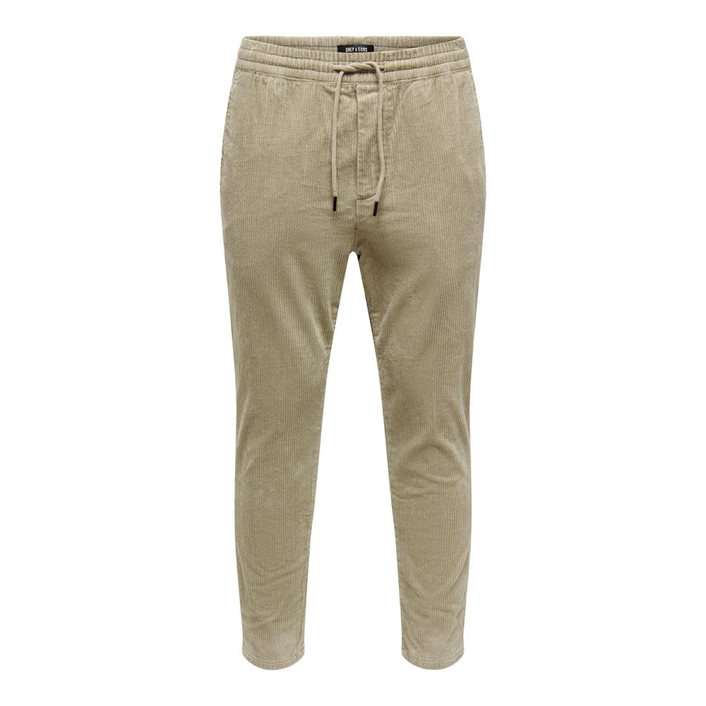 Pantalon Velours Beige foncé Homme Only & Sons Onslinus Cropped pas cher