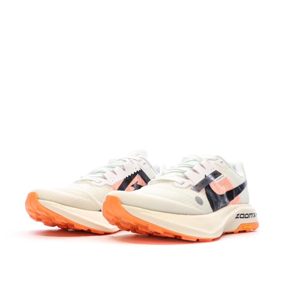 Chaussures de trail Blanches/Noires/Oranges Femme Nike Zoomx Ultrafly vue 6