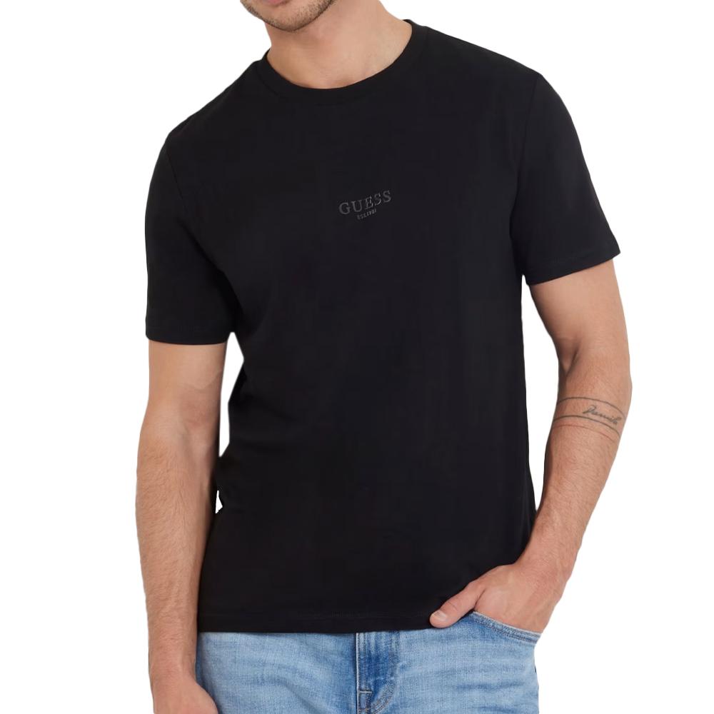 T-shirt Noir Homme Guess Aidy pas cher