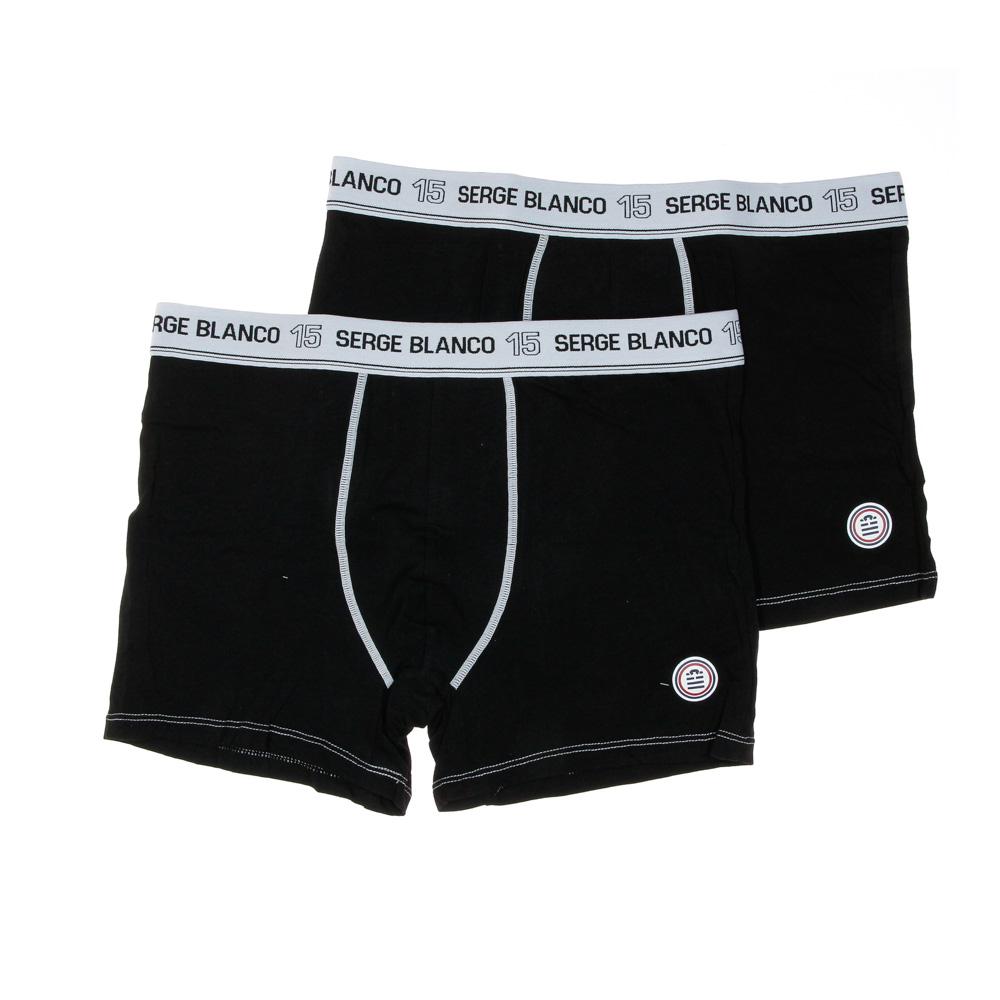 x2 Boxers Noir/Blanc Homme Serge Blanco CLASS1 pas cher