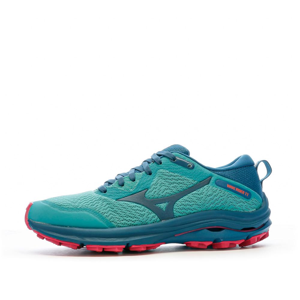 Chaussures de Trail Bleu Rose Femme Mizuno Wave Rider