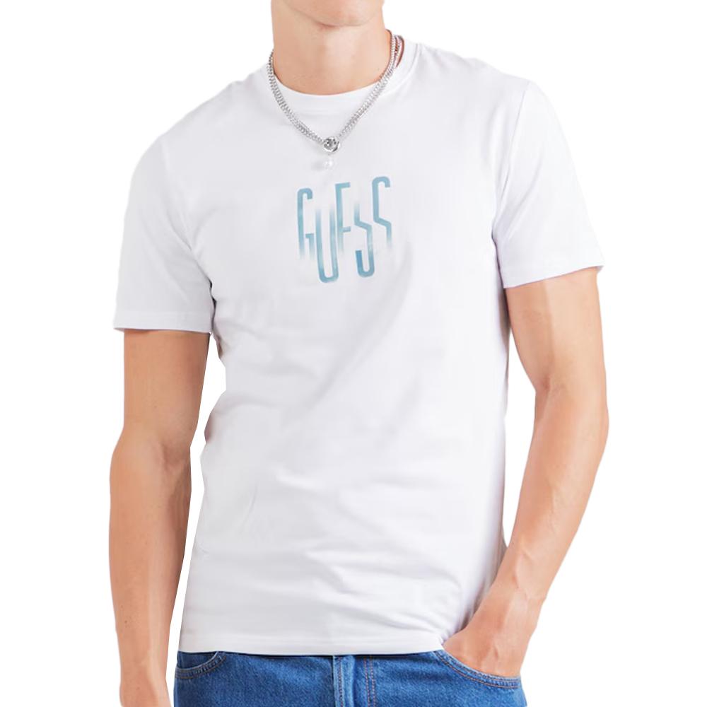 T-shirt Blanc Homme Guess Shaded pas cher