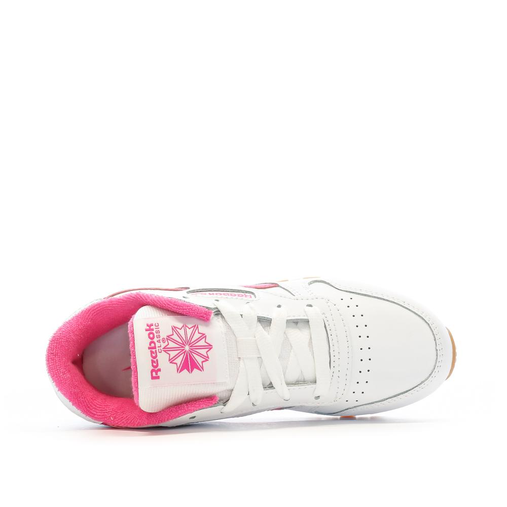 Baskets Blanches/Rose Fille Reebok Classic Leather 100034223 vue 4