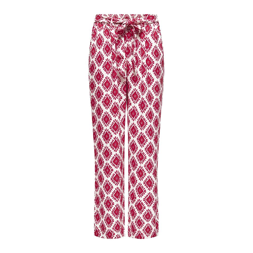 Pantalons fluide Blanc/Rose Femme Only Palazzo pas cher