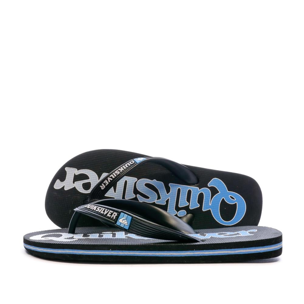 Tongs Noir/Bleu Garçon Quiksilver Molokaï Fineline pas cher