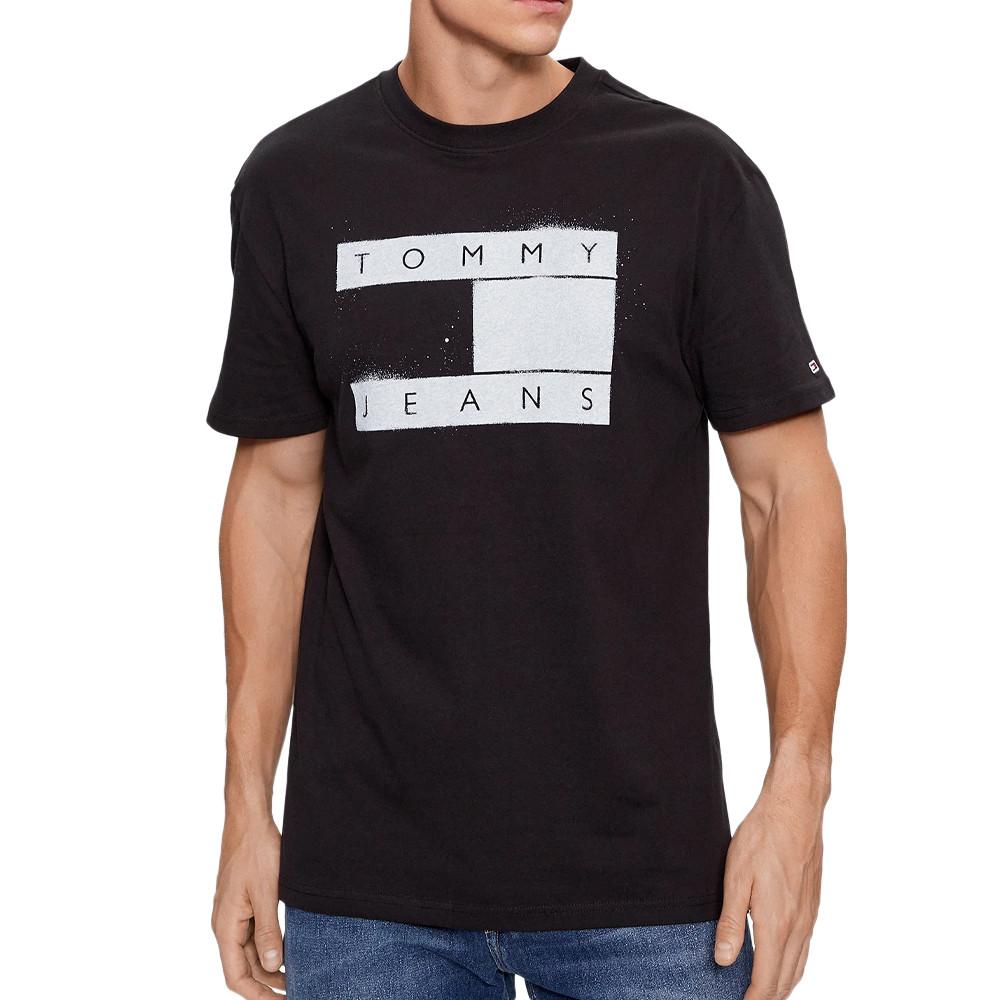 T-shirt Noir Homme Tommy Hilfiger Spray Flag pas cher