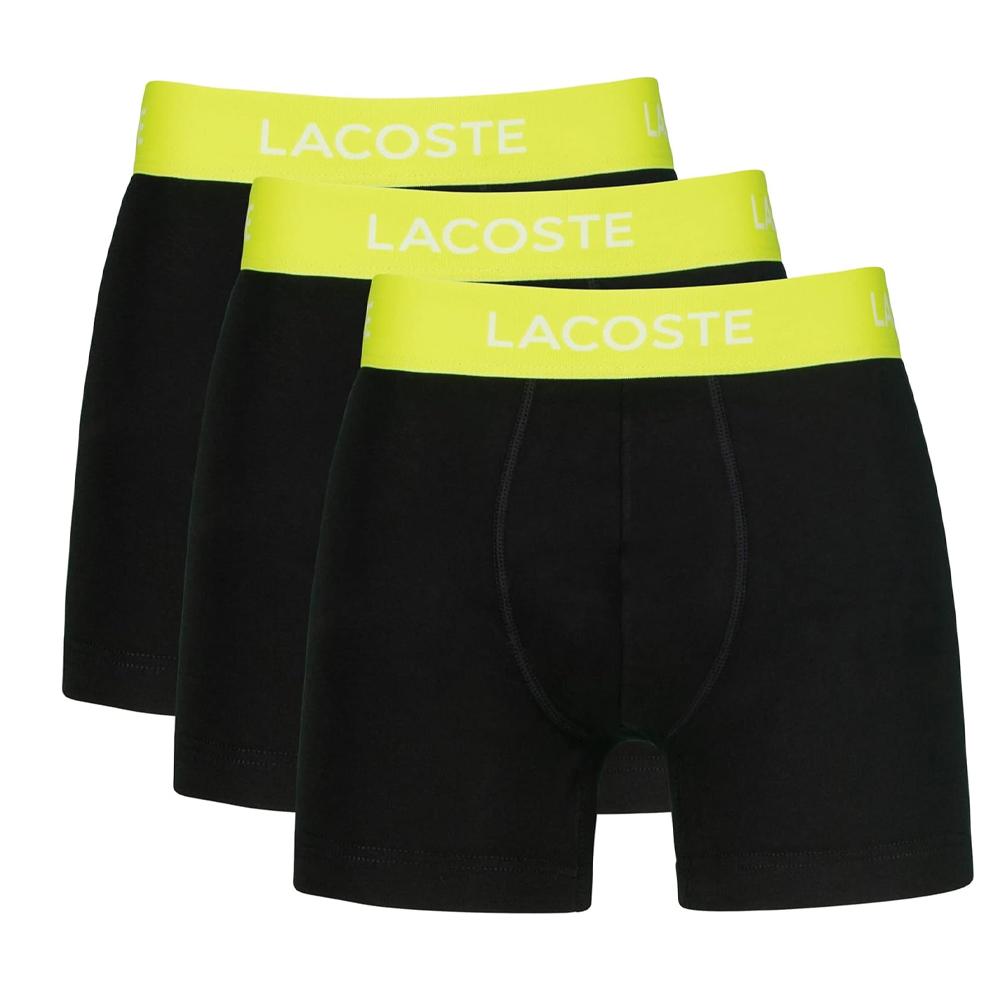 X3 Boxers Noir/Jaune Homme Lacoste 5H8387 pas cher