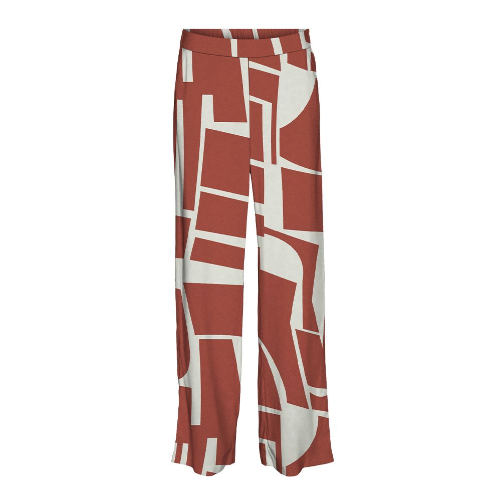 Pantalon Fluide Beige/Orange à Motifs Femme Vero Moda Easy Joy pas cher