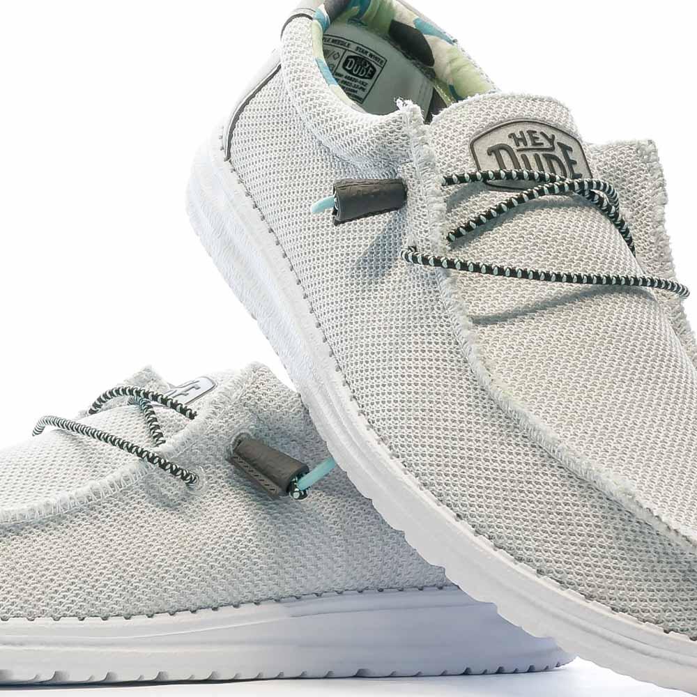 Chaussures Blanc/Gris Homme Hey Dude Wally Sox Triple Needle vue 7