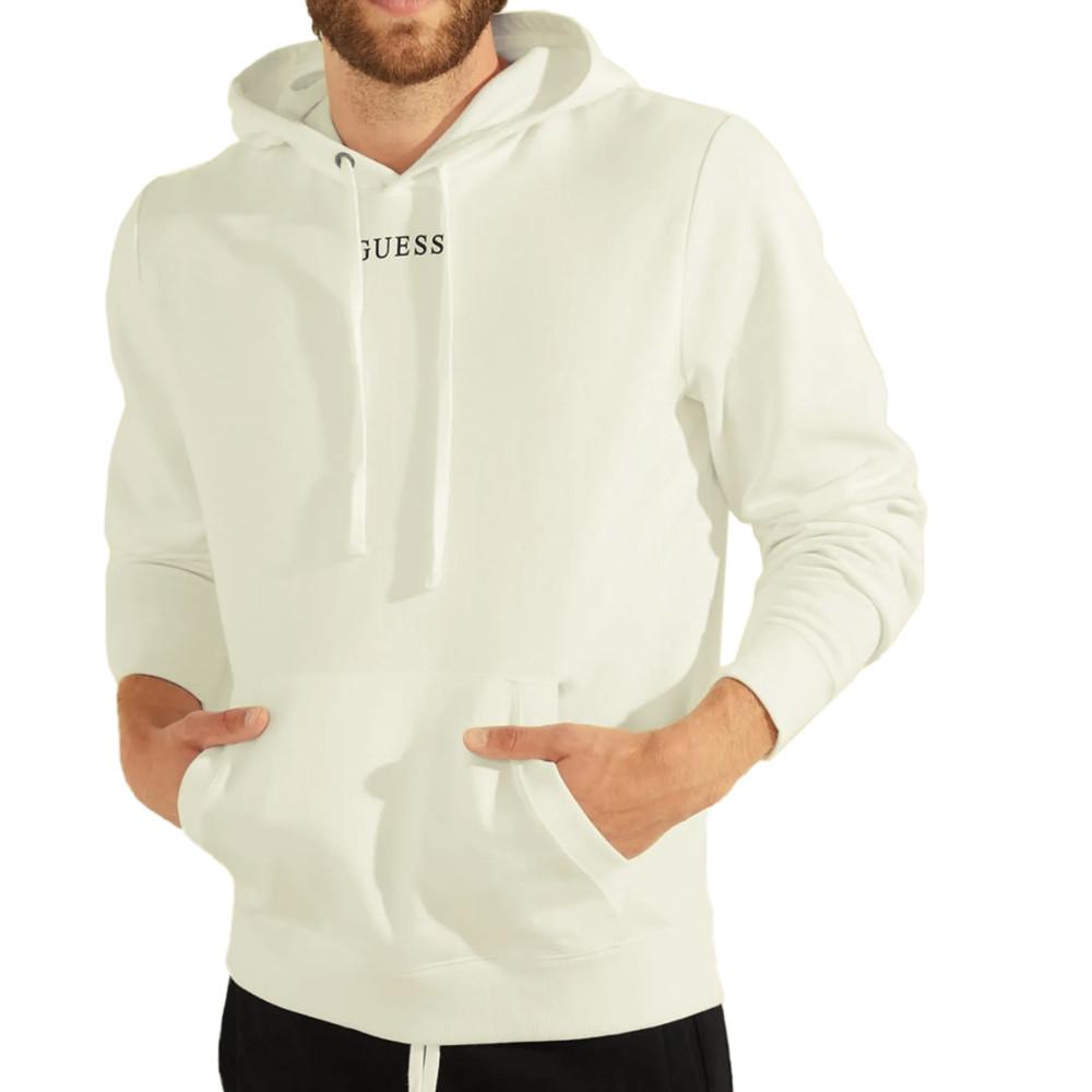 Sweat à capuche Ecru Homme Guess Essential pas cher