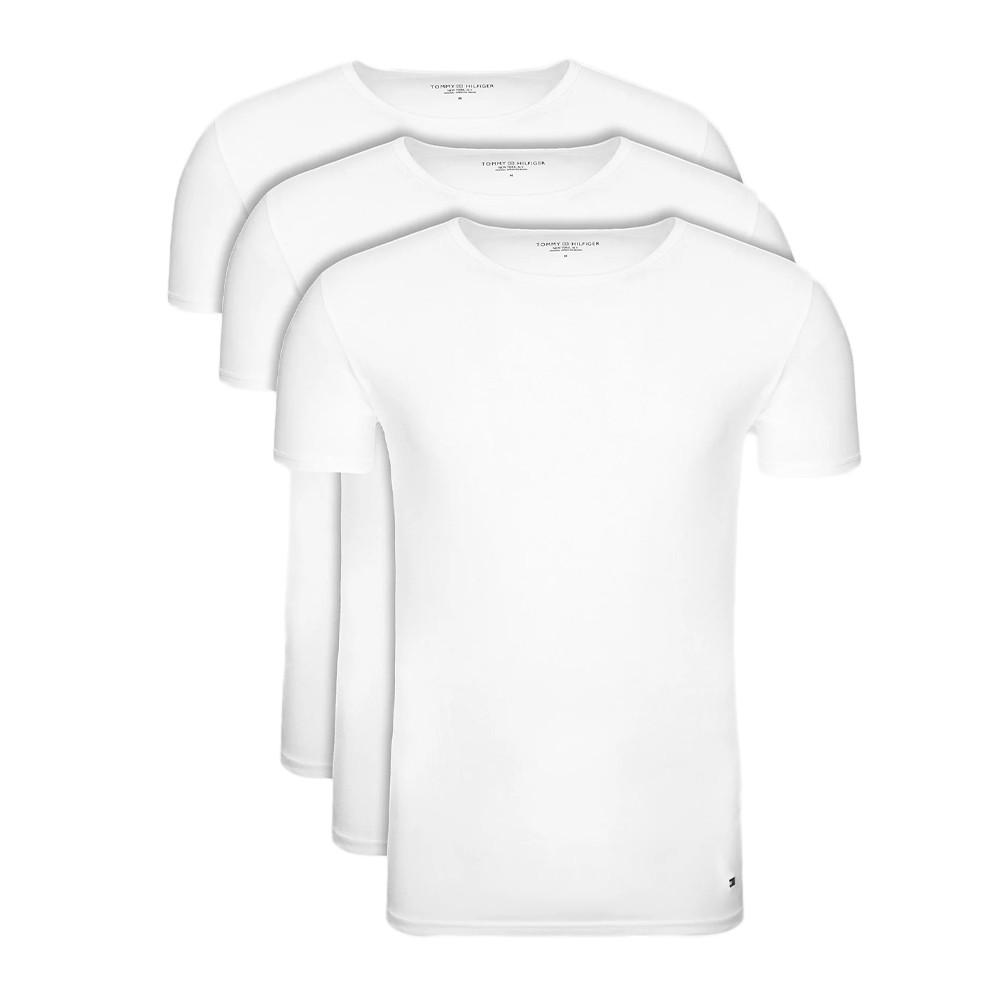 Lot x3 T-shirt Blanc Homme Tommy Hilfiger Stretch pas cher