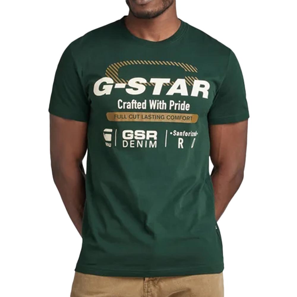 T-shirt Vert Homme G-Star Raw Old Skool pas cher