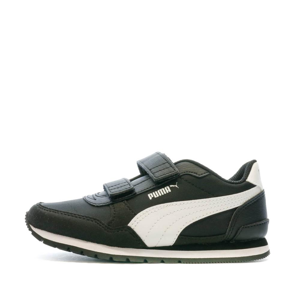 Baskets Noir/Blanc Garçon Puma Runner pas cher