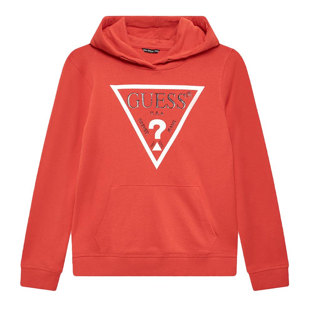 Sweat à capuche Rouge Garçon Guess pas cher