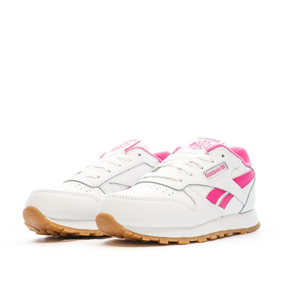 Baskets Blanches/Rose Fille Reebok Classic Leather 100034223 vue 6