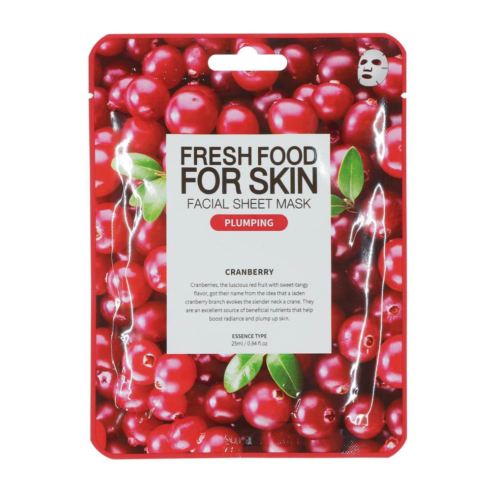 Masque en tissu à la cranberry repulpant Fresh Food Farm Skin pas cher