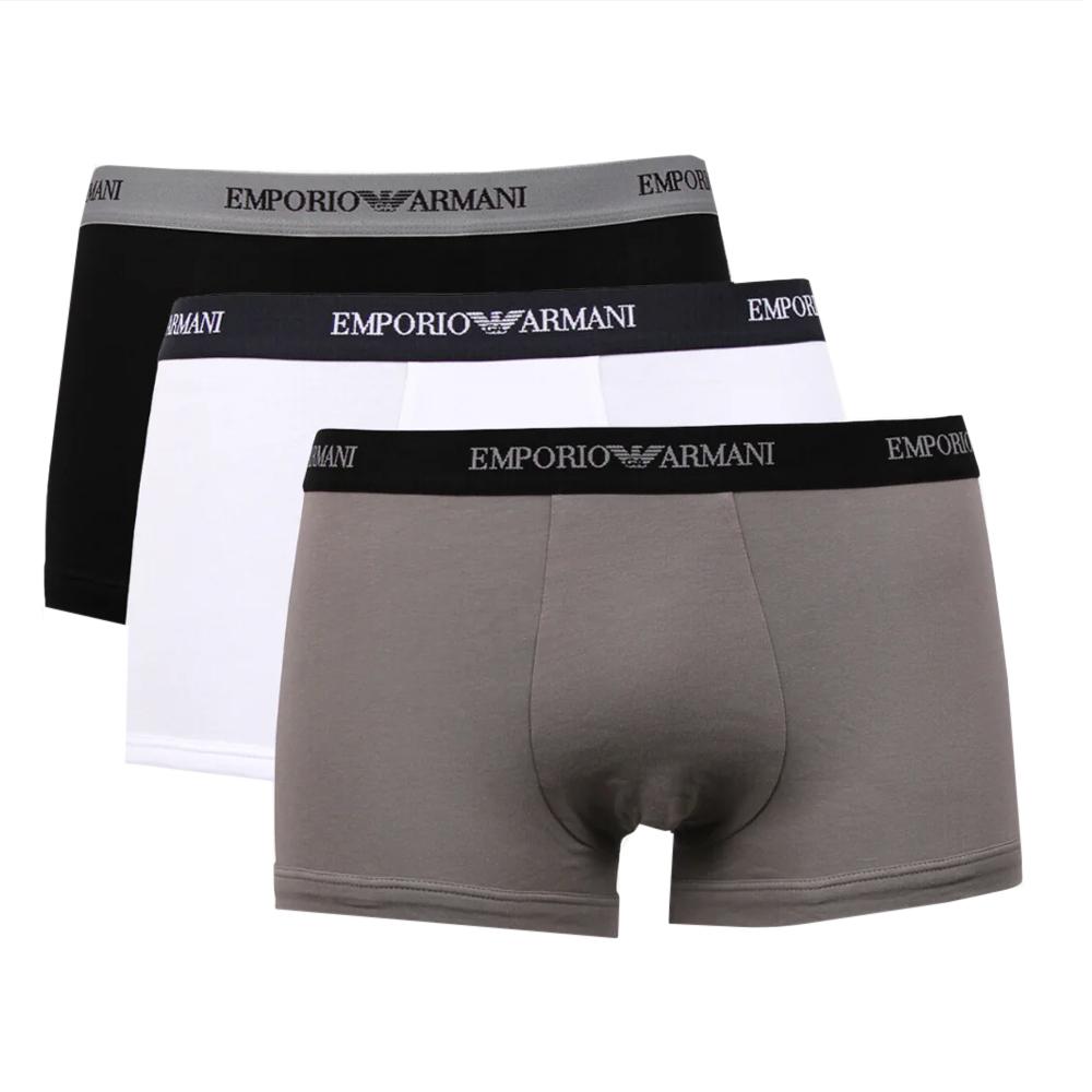 x3 Boxers Blanc/Noir/Gris Homme Emporio Armani 111357 pas cher