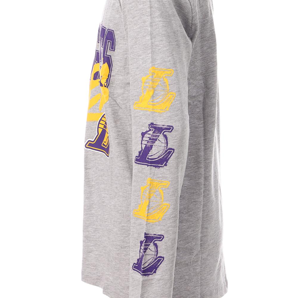 T-shirt Manches Longues Gris Garçon NBA Lak LOS ANGELES LAKERS vue 3