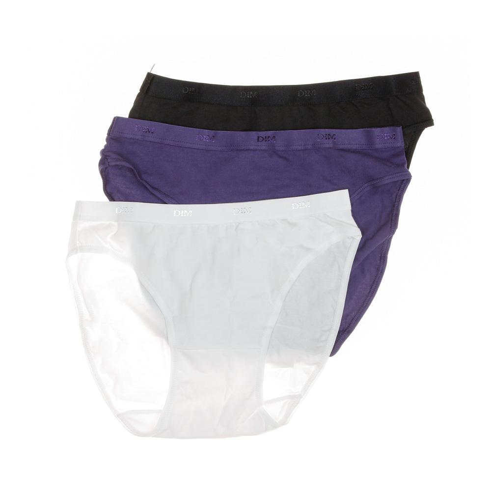 X3 Slips Noir/Violet/Blanc Femme Dim Eco pas cher