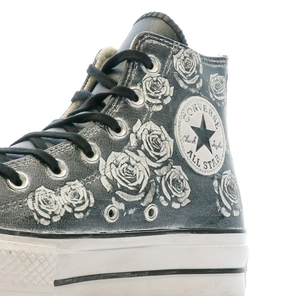 Baskets Grise Femme Converse Leather Roses vue 7