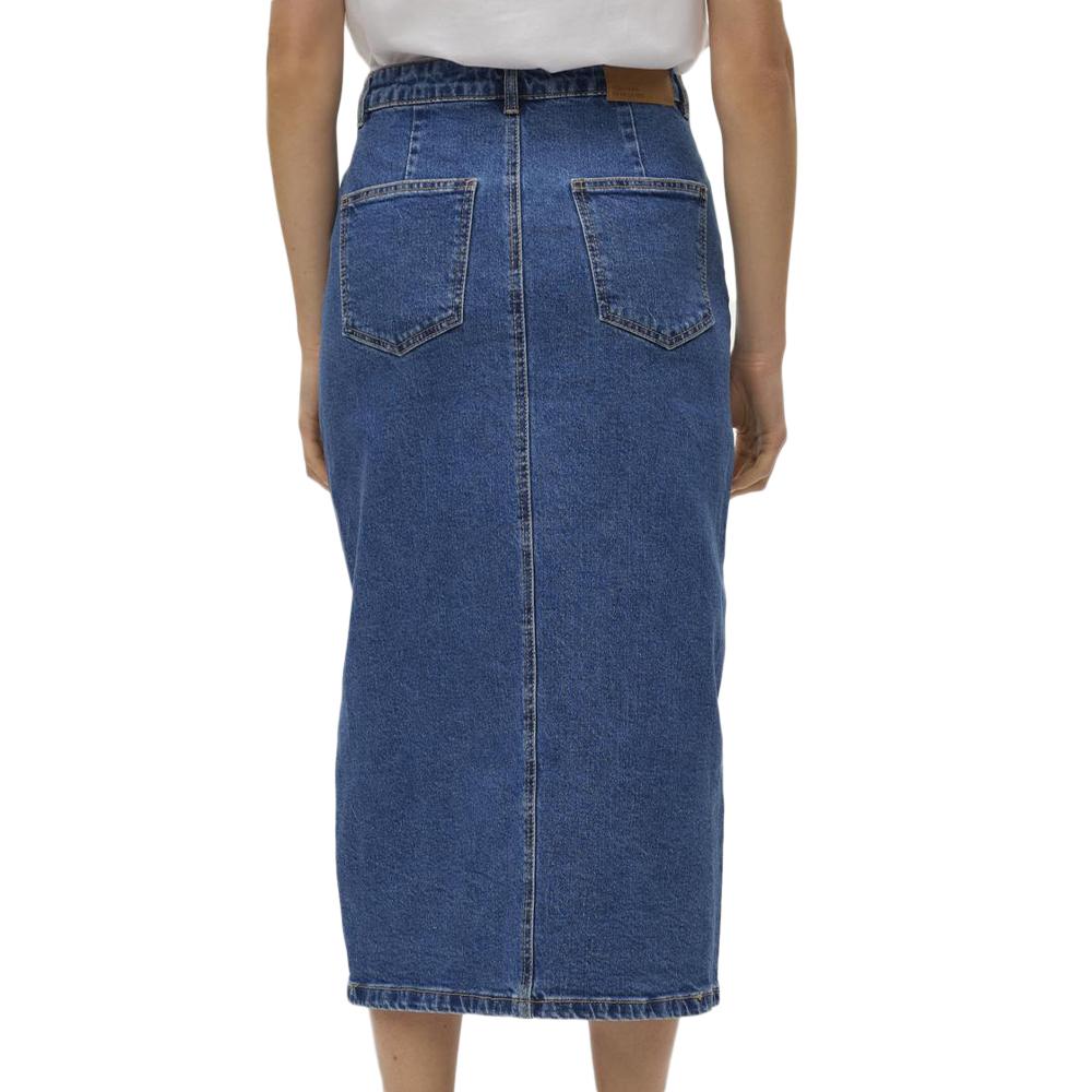 Jupe en jean Longue Bleu Foncé Femme Vero Moda Calf Denim Skirt vue 2