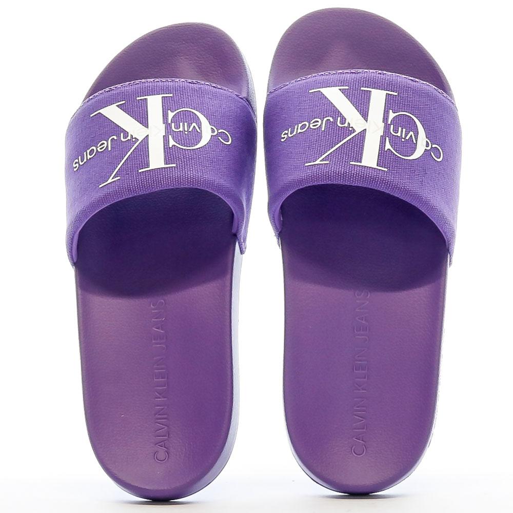 Claquettes Violette Femme Calvin Klein Jeans Slide Monogram vue 3