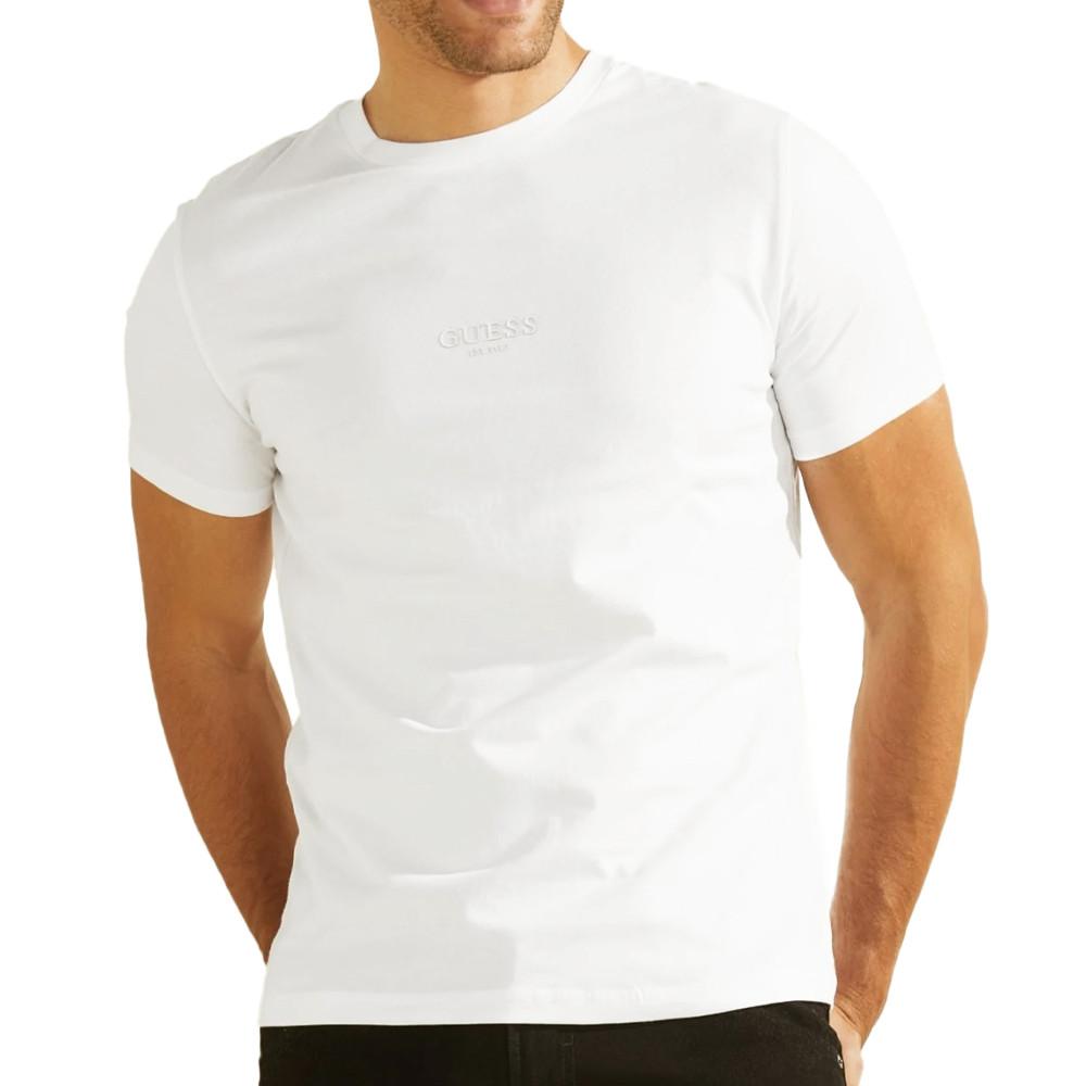 T-shirt Blanc Homme Guess Aidy pas cher