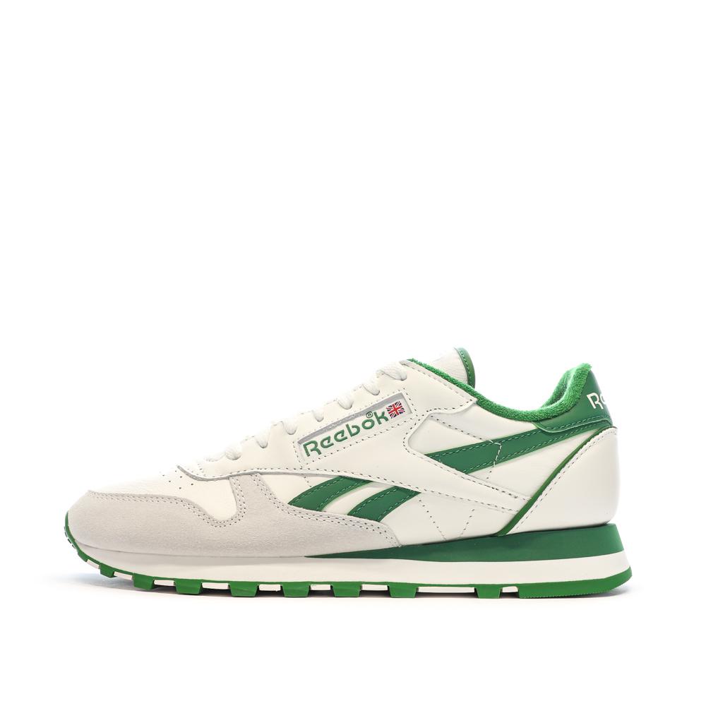 Baskets Blanc/Vert Homme Reebok Classic Leather 1983 Vintage pas cher