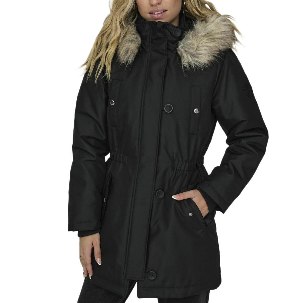 Manteau Noir Femme Only Liris Fur pas cher