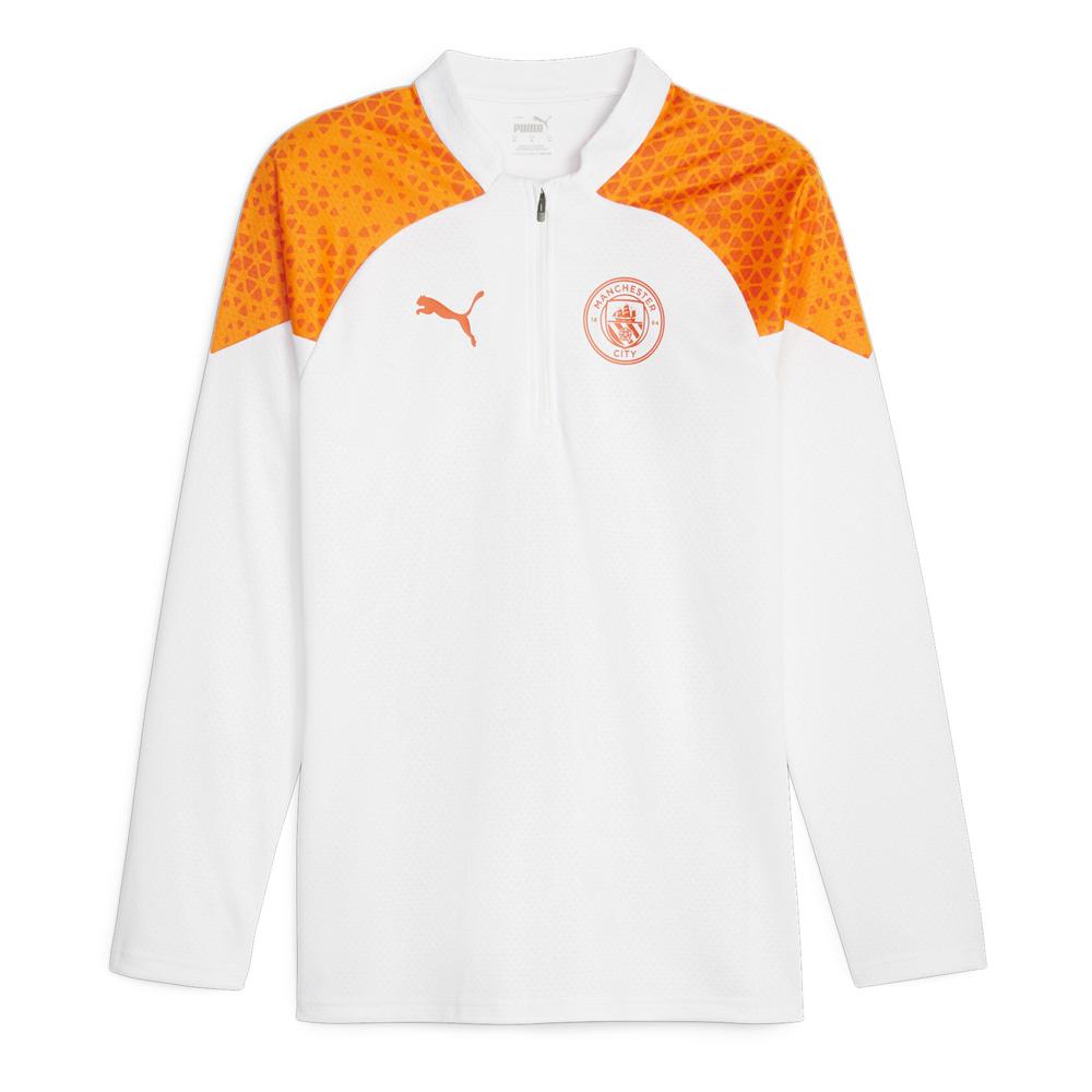 Manchester City Sweat 1/4 Blanc/Orange Homme Puma 2023/2024 pas cher