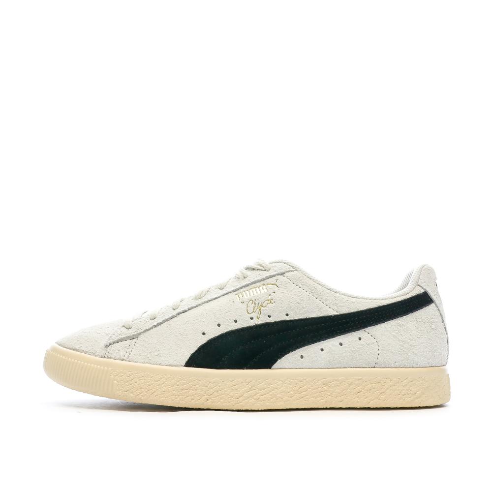 Baskets Blanches/Noires Homme Puma Clyde Teasel pas cher